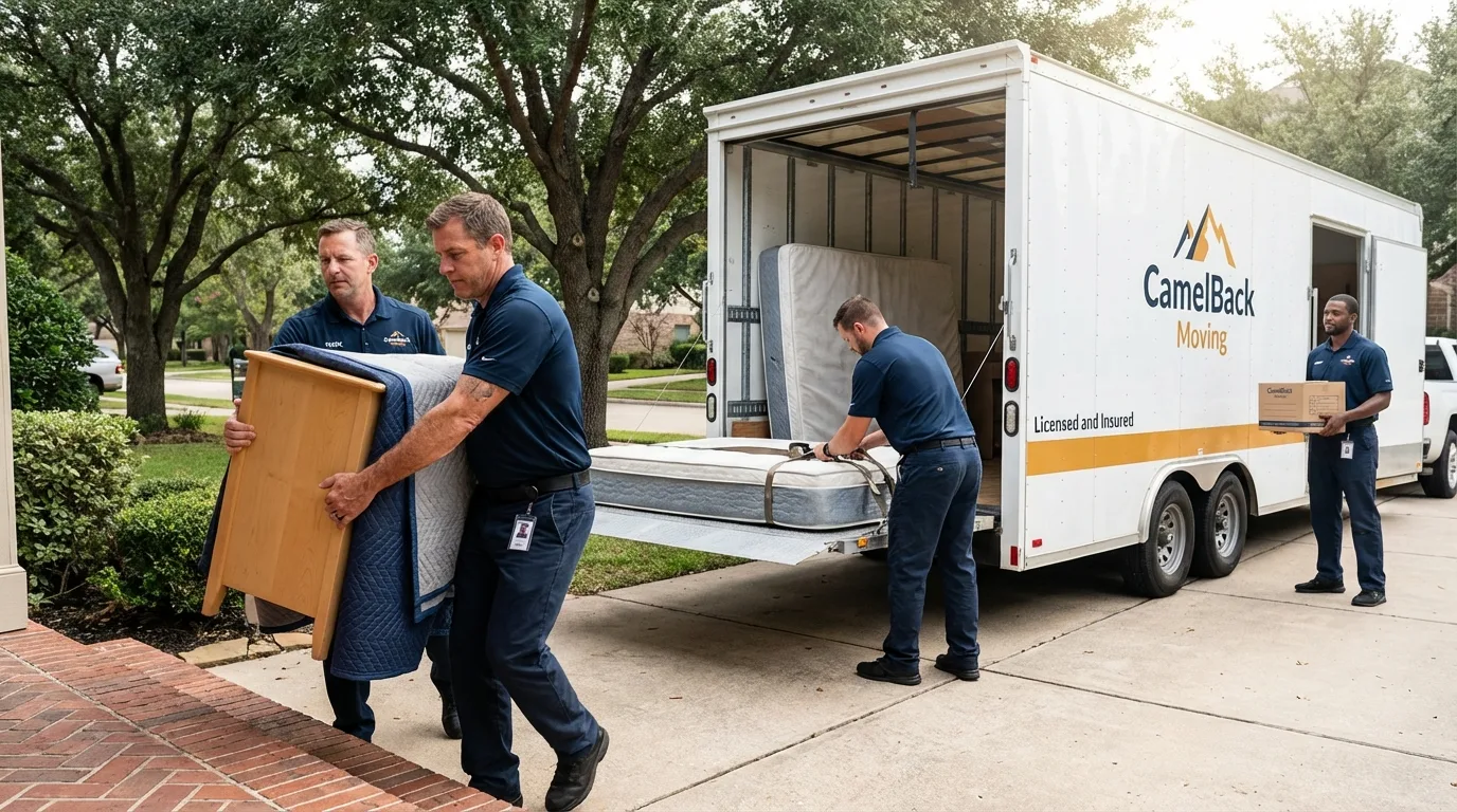 Crew loading residential truck for cross-state move from Pleasant Hill, MO